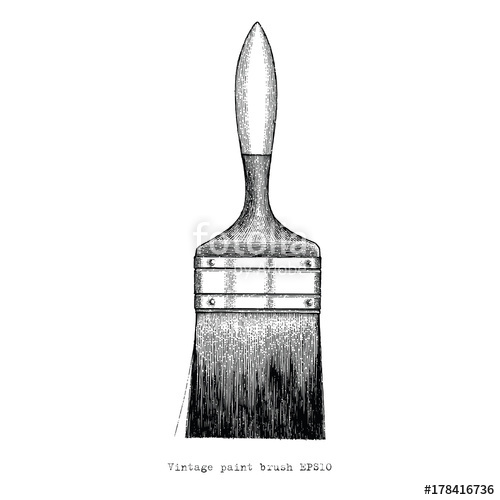 500x500 Vintage Paint Brush Hand Drawing Stock Image And Royalty Free - Paint Brushes Sketch