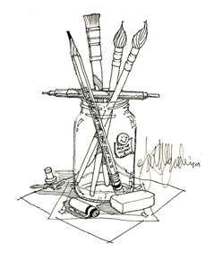 239x300 Love The Image Of Brushes In Jar Dibujos Jar - Paint Brushes Sketch