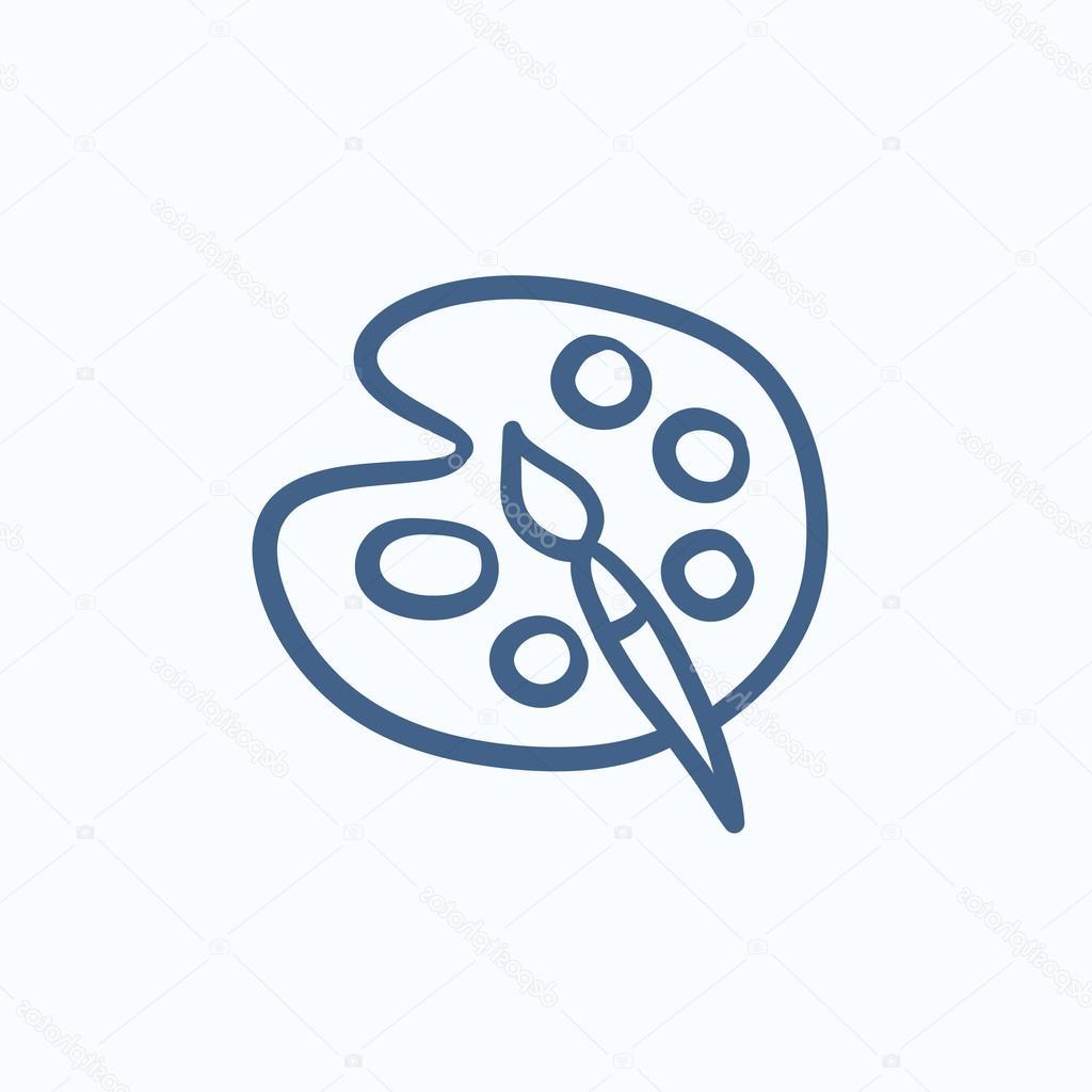 1024x1024 Best Stock Illustration Paint Brush With Palette Sketch Photos - Paint Palette Sketch