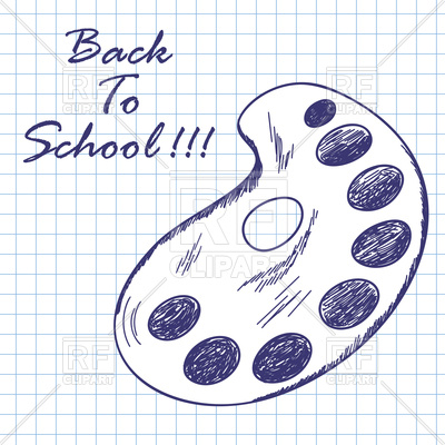 400x400 Paint Palette. Doodle Sketch On Checkered Paper Vector Image - Paint Palette Sketch