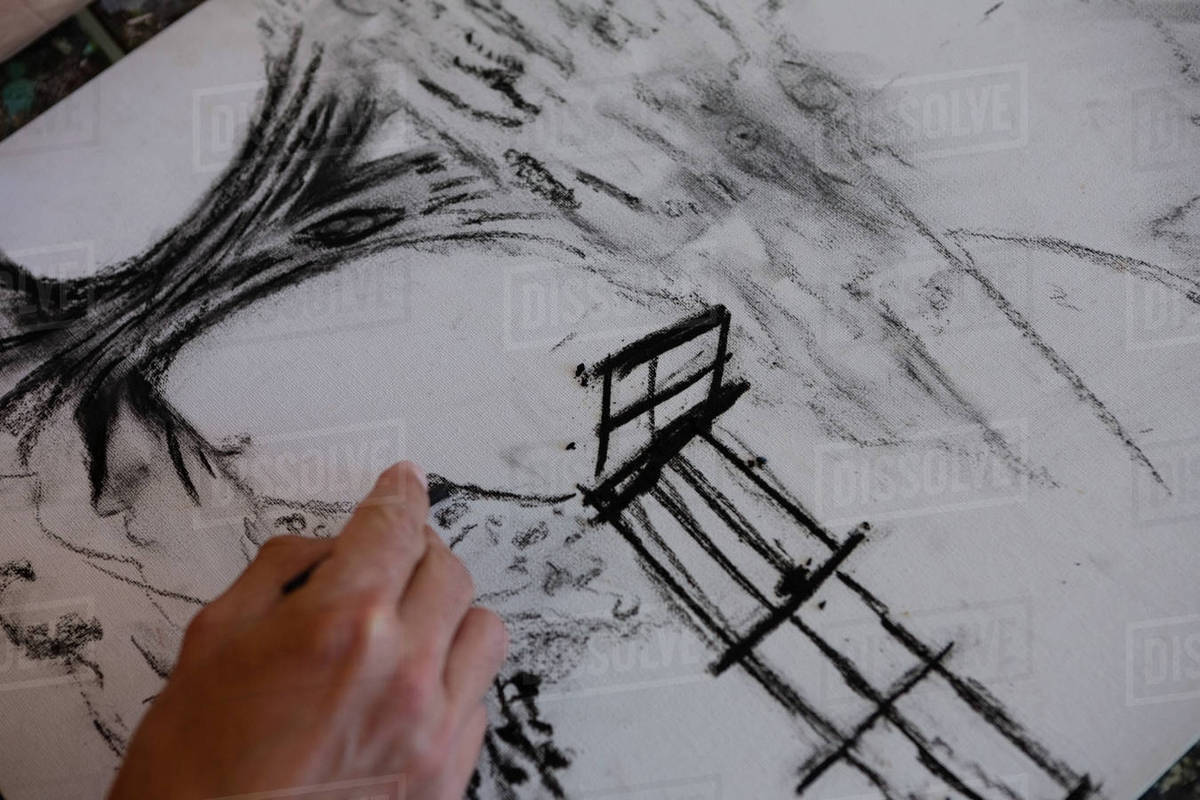 1200x800 Cropped Hand Of Painter Drawing On Book - Painter Sketch