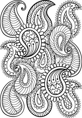 314x449 Hand Drawn Paisley Pattern For Adult Coloring - Paisley Sketch