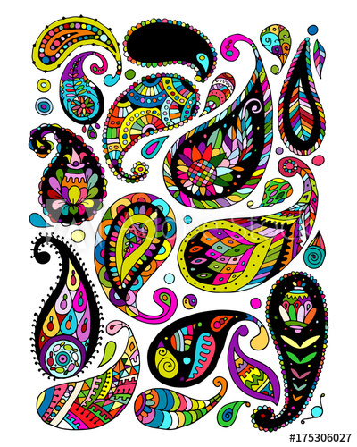 400x500 Paisley Ornament Set, Sketch For Your Design - Paisley Sketch