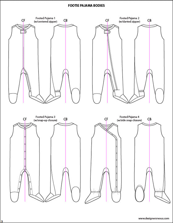 561x720 Kids Illustrator Flat Fashion Sketch Templates - Pajama Sketch