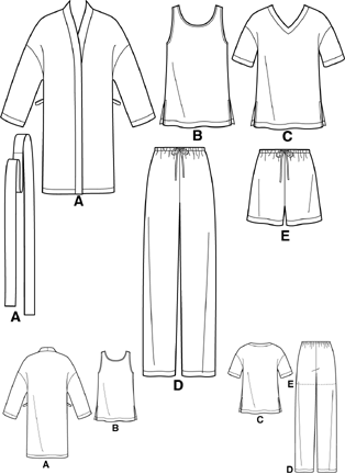 314x432 Simplicity 9330 Pajama Bottoms And Tank - Pajama Sketch