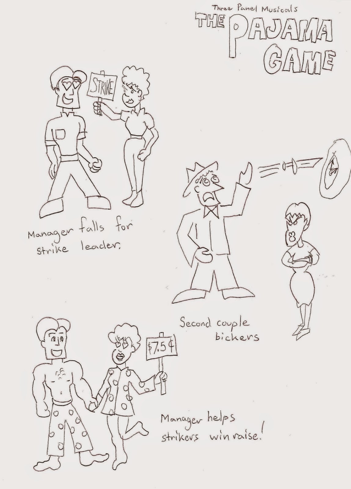 1149x1600 Three Panel Musicals The Pajama Game - Pajama Sketch