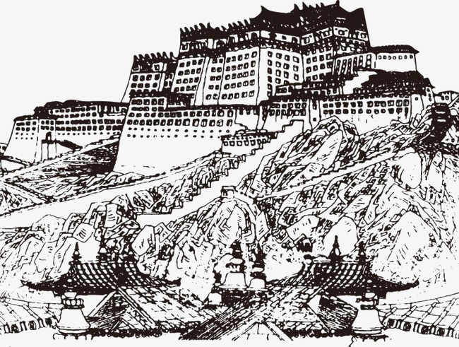 650x491 Potala Palace, Sketch, Famous Buildings Png Image And Clipart For - Palace Sketch