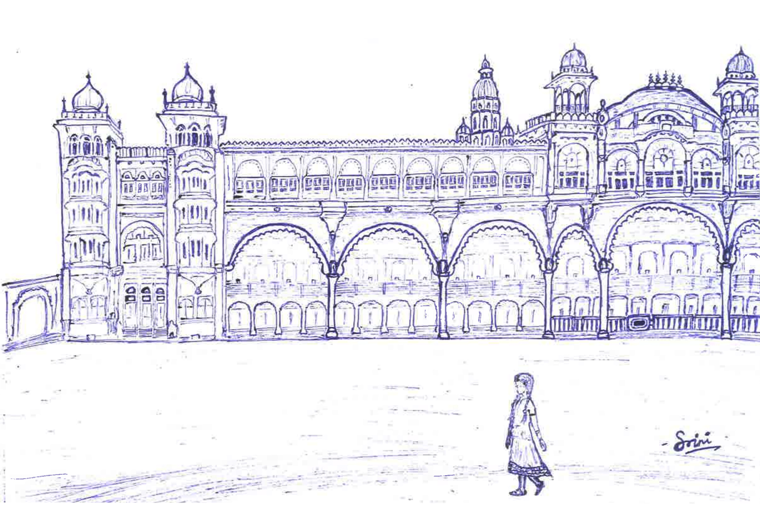 1548x1033 A View Of Mysore Palace Creativentechno - Palace Sketch