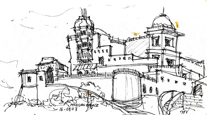 690x384 Architecture Sketch Monsoon Palace Udaipur, India The - Palace Sketch