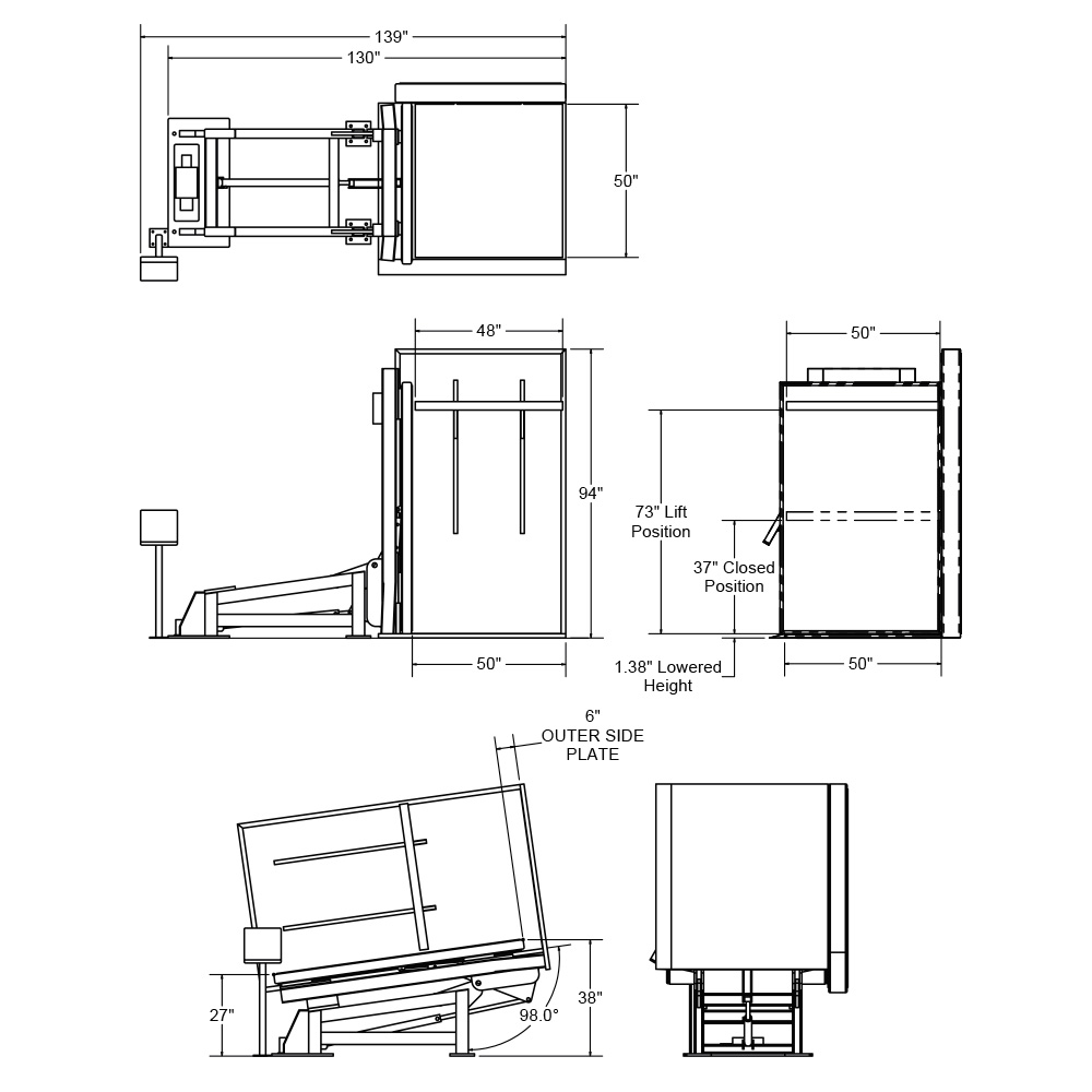 1000x1000 Stainless Steel Pallet Inverter - Pallet Sketch