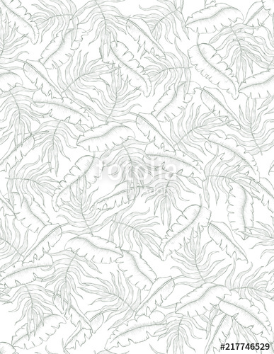 387x500 Hand Drawn Tropical Palm Leaves Vector Pattern. Soft Green Design - Palm Leaves Sketch