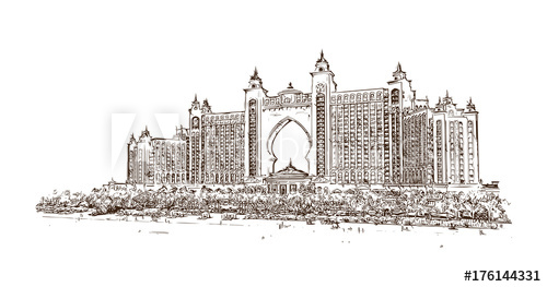500x263 Hand Drawn Sketch Of The Atlantis Hotel - Palm Sketch