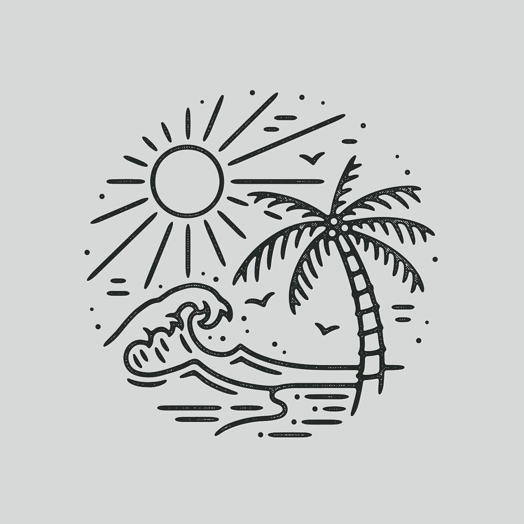 Palm Tree Beach Sketch At Explore Collection Of