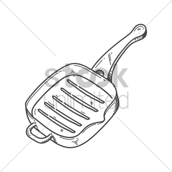 600x600 Grill Pan Vector Image - Pan Sketch