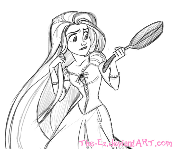 700x599 Rapunzel And Her Dang Pan By The Ez - Pan Sketch