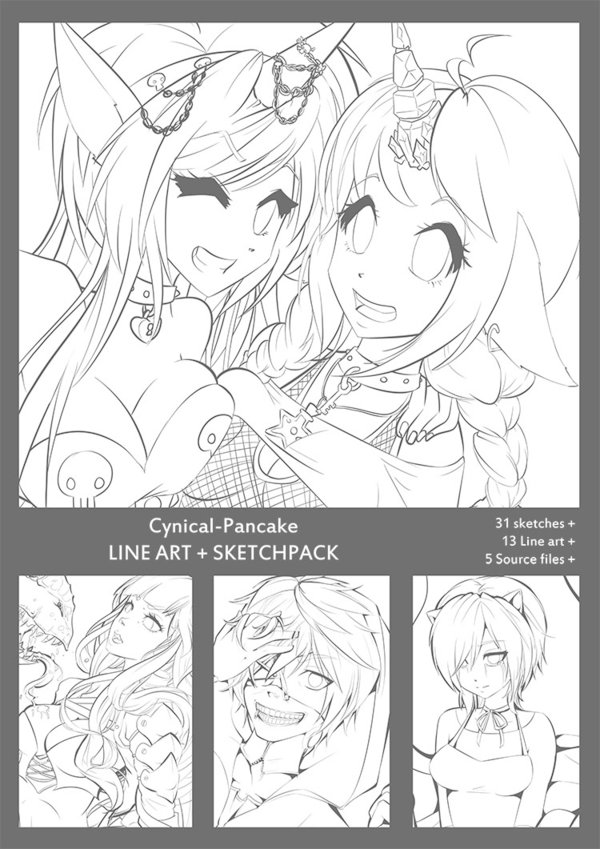 600x849 P2u Sketch + Line Pack! By Cynical Pancake - Pancake Sketch