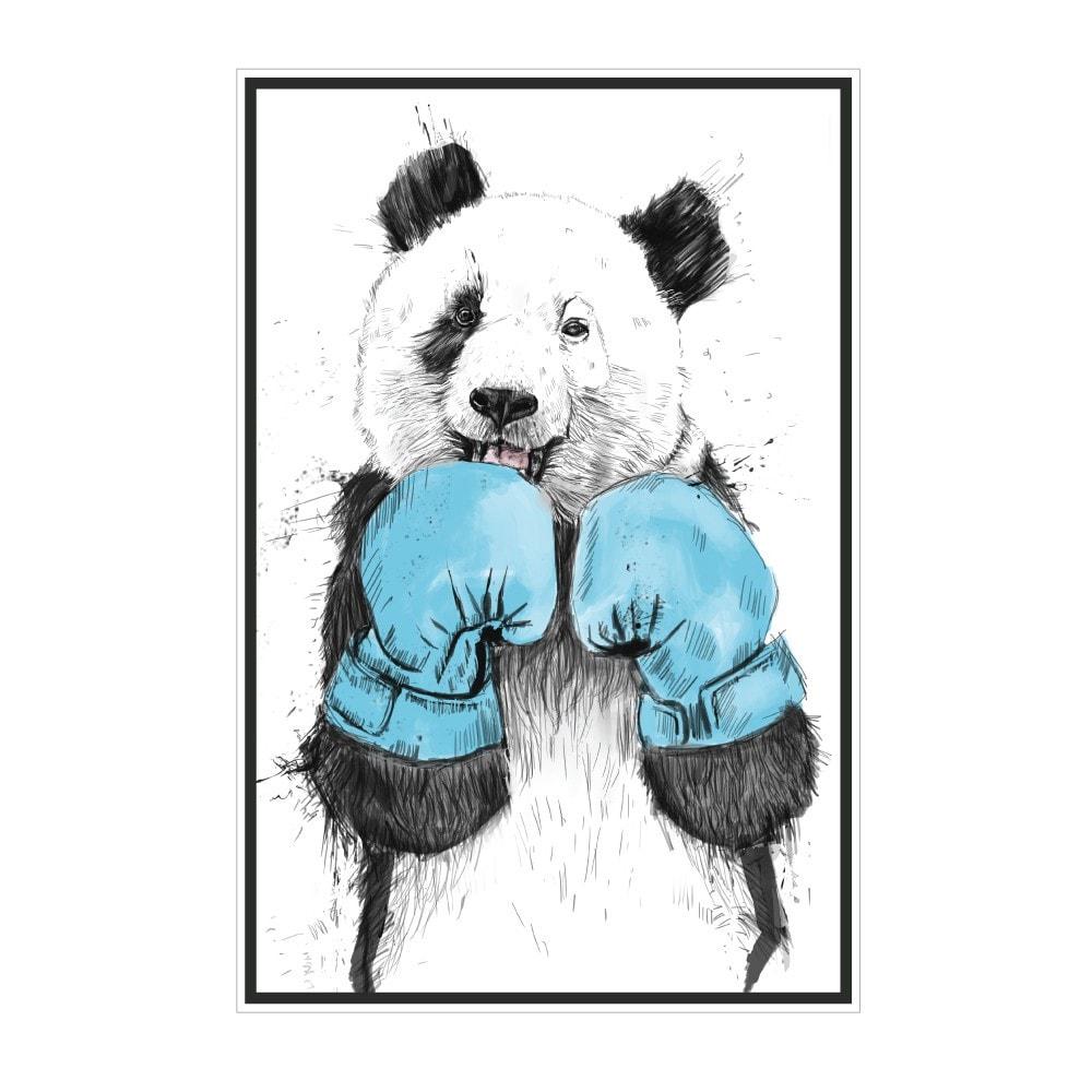 1000x1000 Boxing Panda Bear Wall Decal - Panda Bear Sketch