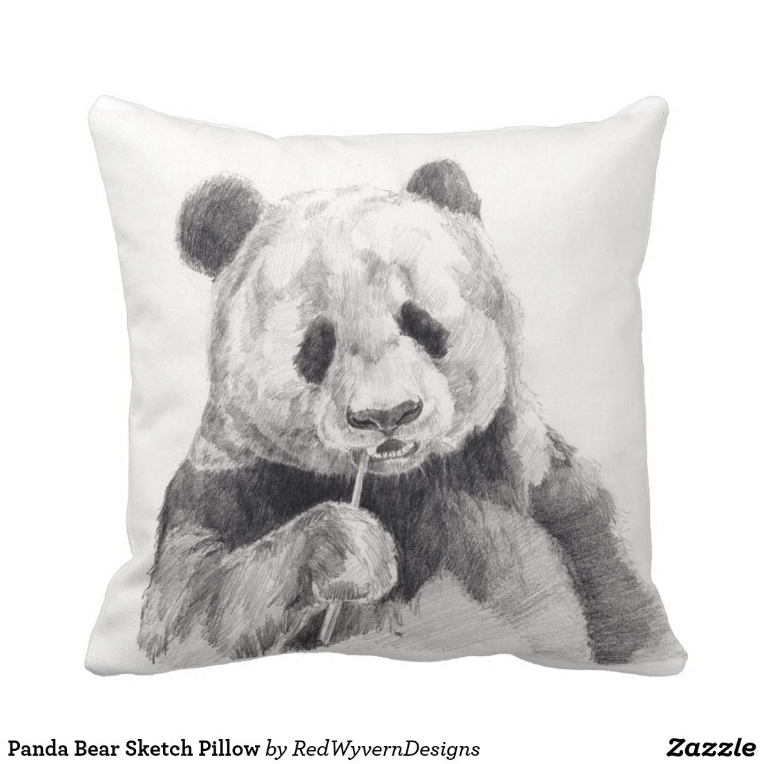 1106x1106 Panda Bear Sketch Pillow Red Wyvern Designs Products - Panda Bear Sketch