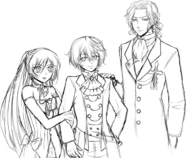 600x511 Endlessfantasy Pandora Hearts Trio Sketch - Pandora Sketch