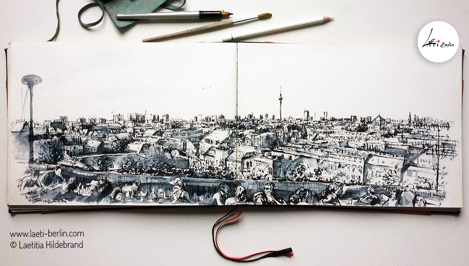 952x540 Postcard Panorama Berlin - Panorama Sketch