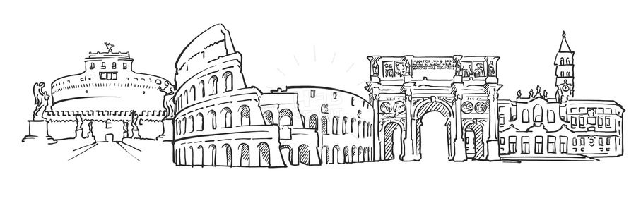 900x295 Rome Italy Panorama Sketch Hebstreits - Panorama Sketch
