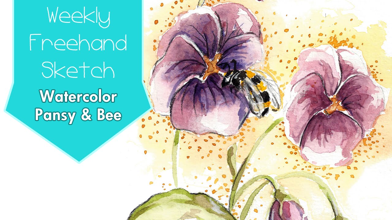 1280x720 Watercolor Sketch - Pansy Sketch