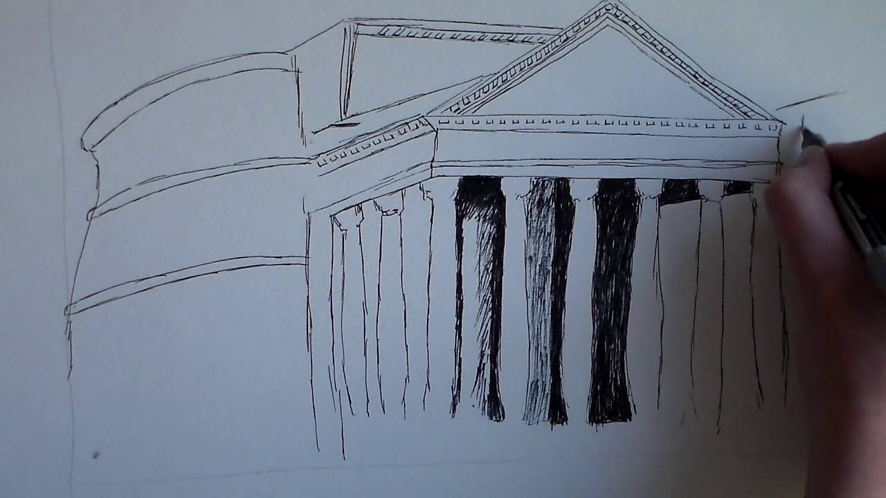 1280x720 Pantheon Drawing - Pantheon Sketch
