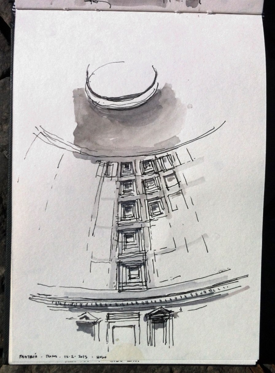 896x1216 Pantheon Interior, On A Rainy Day A Fresh Drawing Everyday - Pantheon Sketch