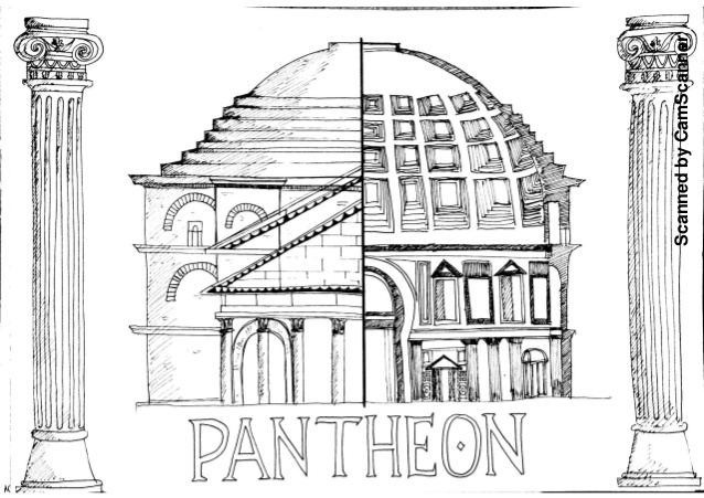 Пантеон рисунок карандашом
