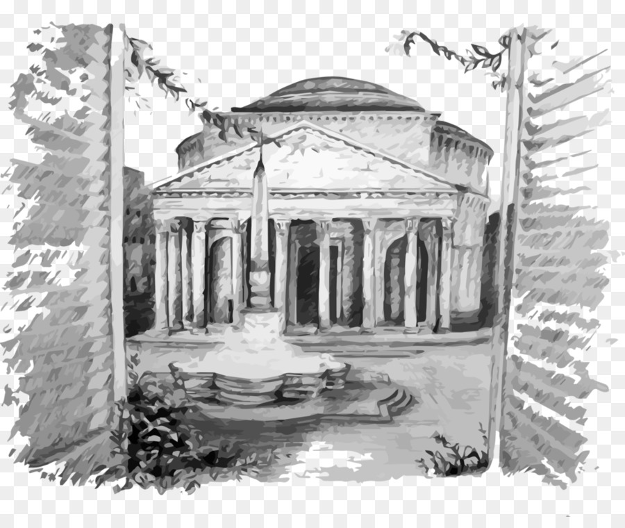 900x760 Drawing Architecture Facade Building Sketch - Pantheon Sketch