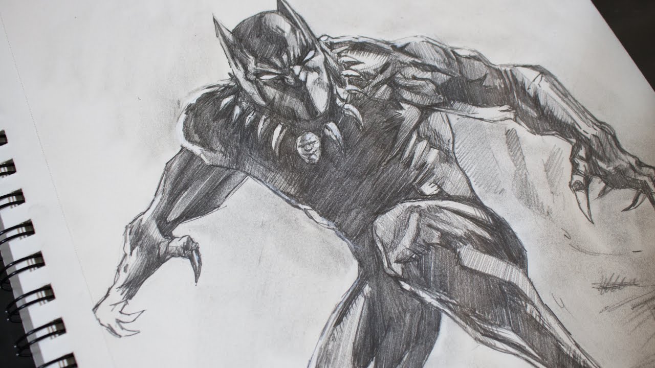 1280x720 Sketching Black Panther Pencil - Panther Face Sketch