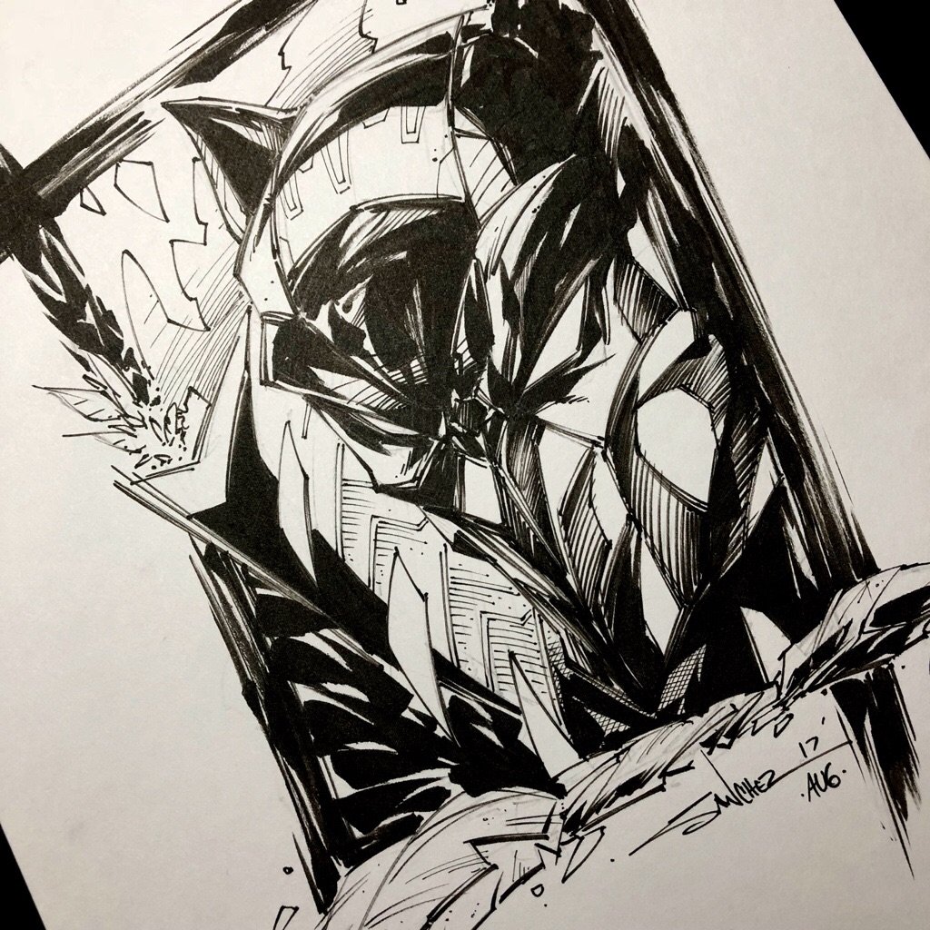 1024x1024 Original Art Black Panther Head Shot Fan Art Sketch Art Of Sanchez - Panther Head Sketch