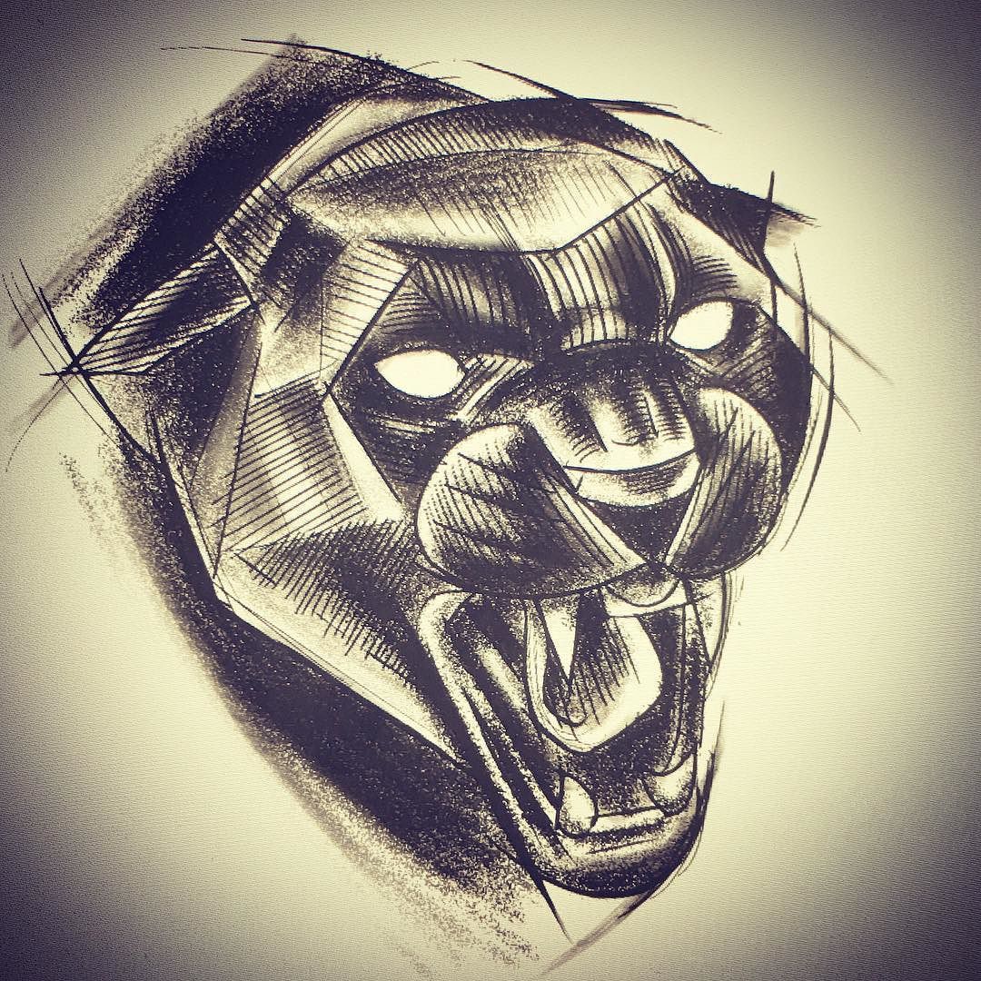 1080x1080 A Panther Head. - Panther Head Sketch