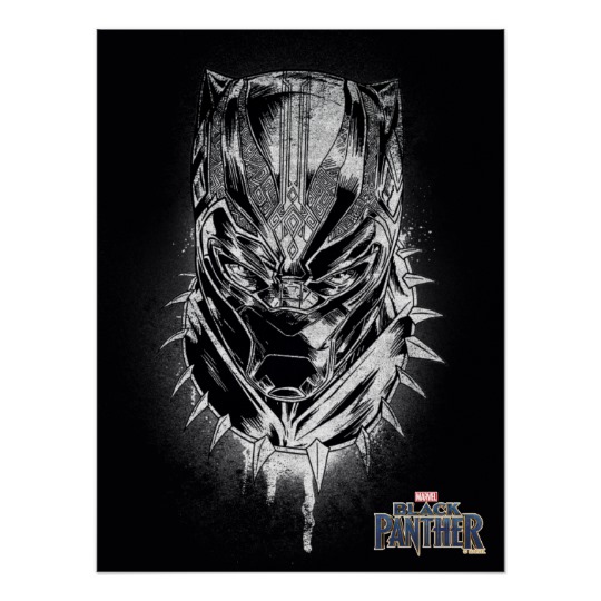 540x540 Black Panther Black Amp White Head Sketch Poster - Panther Head Sketch