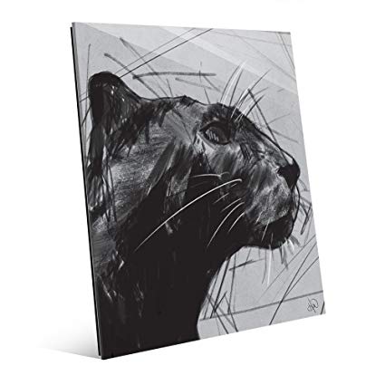 425x425 Panther Sketch In Black Wall Art Print On Acrylic - Panther Sketch