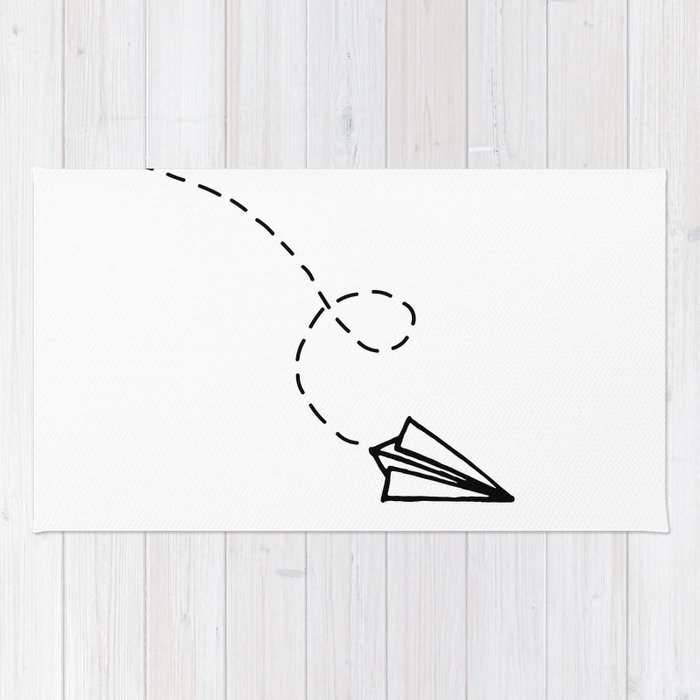 700x700 Send It Simple Paper Airplane Drawing Rug By Stopthepresses - Paper Airplane Sketch