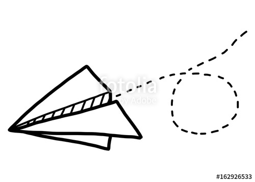 500x357 Paper Airplane Cartoon Vector And Illustration, Black And White - Paper Airplane Sketch
