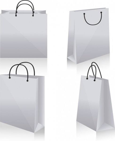 489x600 Shopping Bag Icons Design 3d White Blank Sketch Free Vector In - Paper Bag Sketch