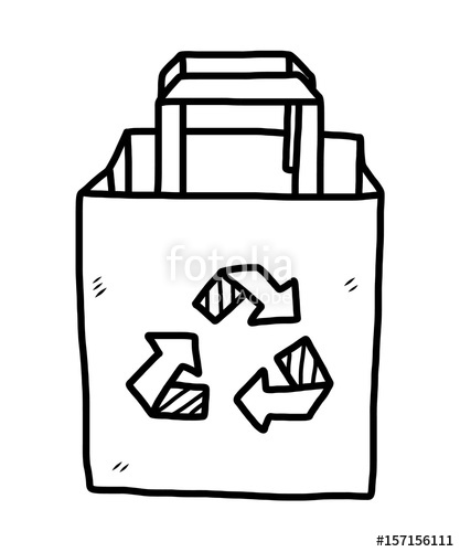 417x500 Recycle Paper Bag Cartoon Vector And Illustration, Black And - Paper Bag Sketch