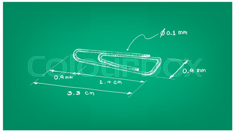 800x450 Office Supplies, Illustration Hand Drawn Sketch Dimension Of Paper - Paper Clip Sketch