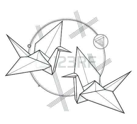 450x409 Origami Crane Paper Bird Sketch Icon - Paper Crane Sketch