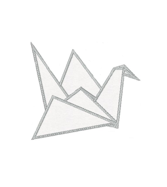 570x638 Origami Crane Patch Iron On Applique Etsy - Paper Crane Sketch