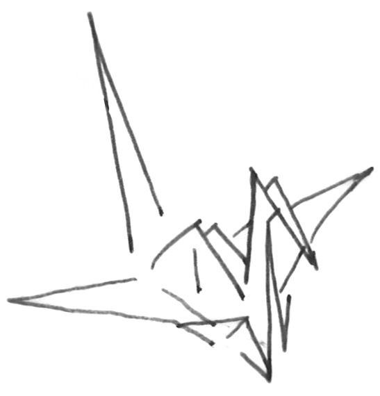 547x570 Origami Crane Tattoo Sketch Idea Wonderful Tattoos - Paper Crane Sketch