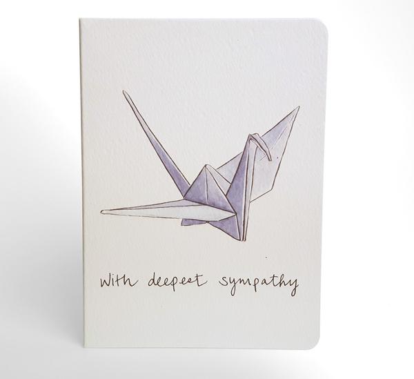 600x549 Paper Crane Sympathy Mini Card Gotamago Inc - Paper Crane Sketch