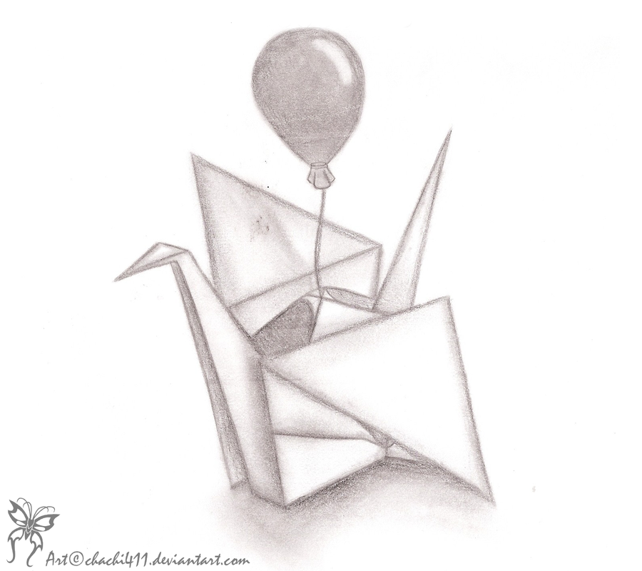 900x800 Paper Crane By Chachi411 - Paper Crane Sketch