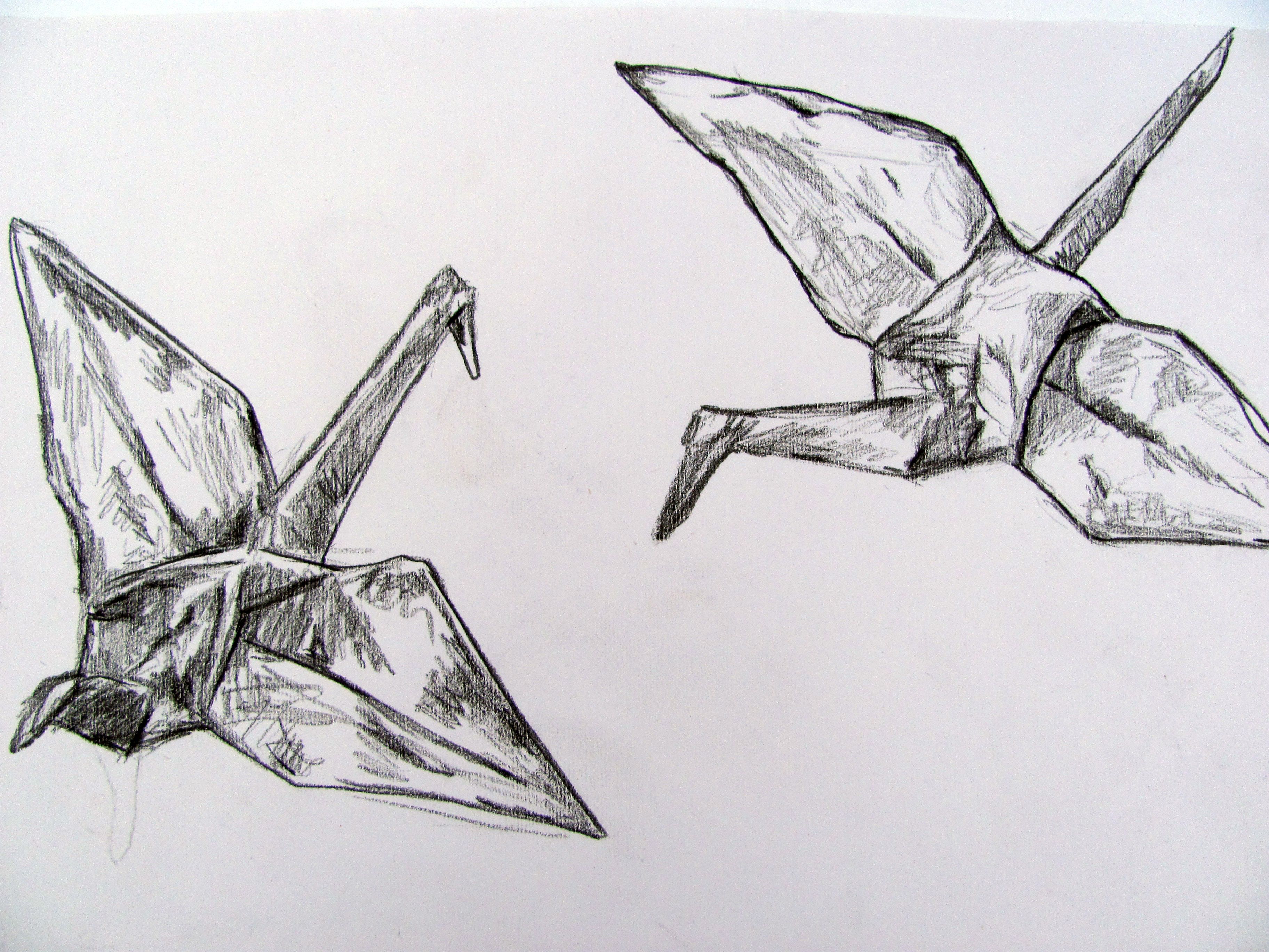 3648x2736 Paper Crane Drawing, Alice Thatcher 2012 - Paper Crane Sketch