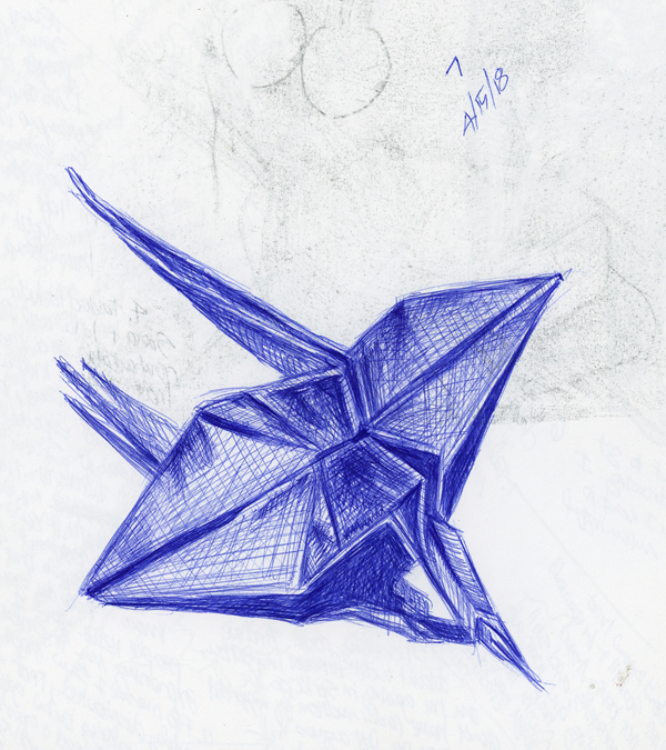 600x675 Paper Cranes Lora Jost, Artist - Paper Crane Sketch