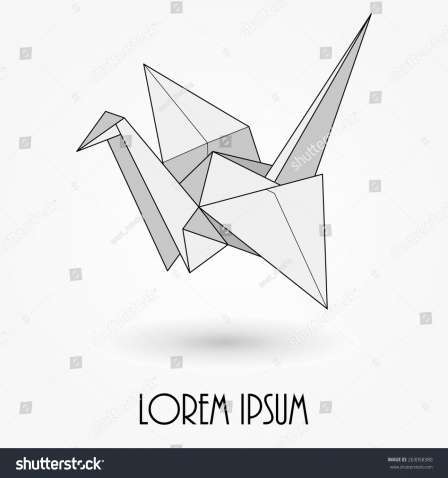 448x478 Lovely Origami Crane Drawing Aerial Photography - Paper Crane Sketch