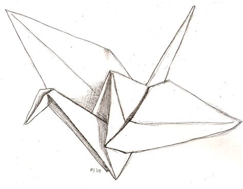474x370 Origami Crane Cartoon - Paper Crane Sketch