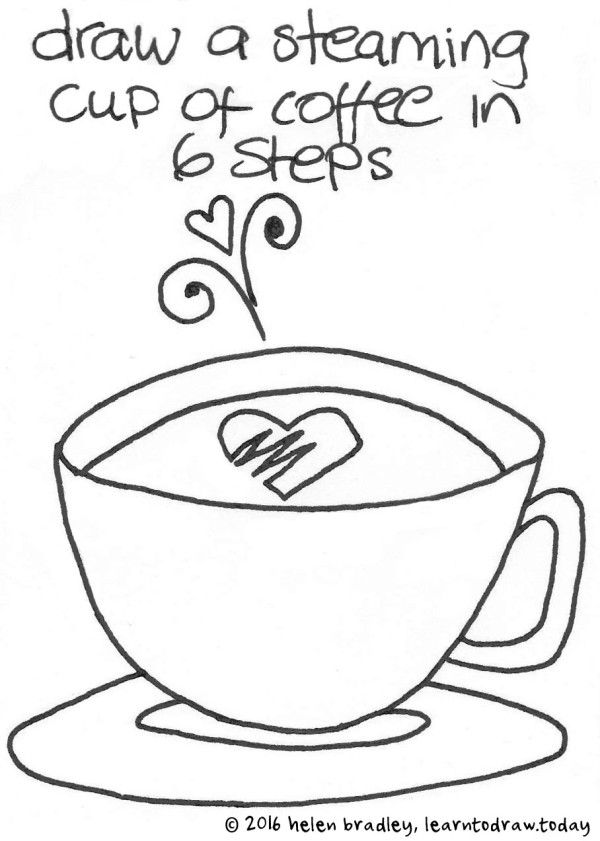 600x841 Learn To Draw A Cup Of Coffee In 6 Steps Drawing - Paper Cup Sketch